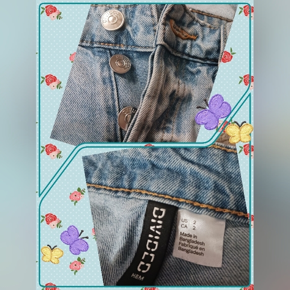 🌺🌸CUSTOM Hand-Stitched Flower H&M Divided Distressed Boyfriend Jeans!🌸🌺 - Picture 6 of 6